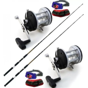 Combinație Trolling 2 Lansete 12-25 lb 2 Mulinete 2 Curele de Fighting